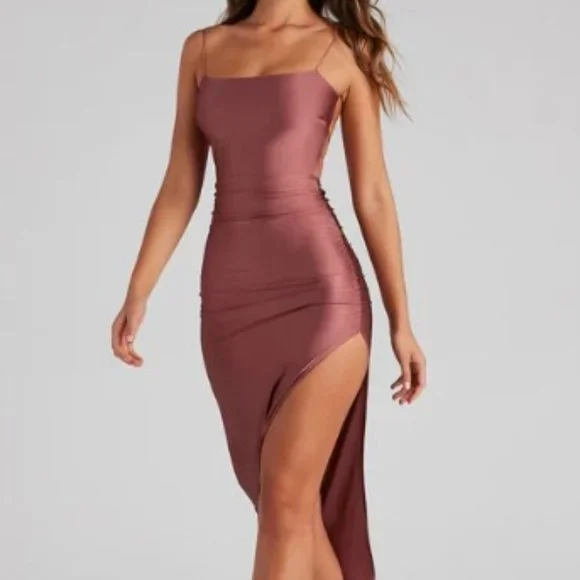 Dresses | Rose Gold Special Occasion Highslit Formal Dress